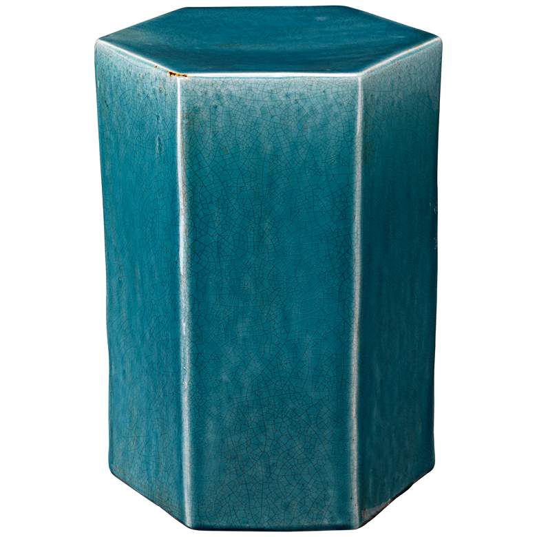 Image 1 Jamie Young Porto 15 inch Wide Azure Blue Ceramic Side Table