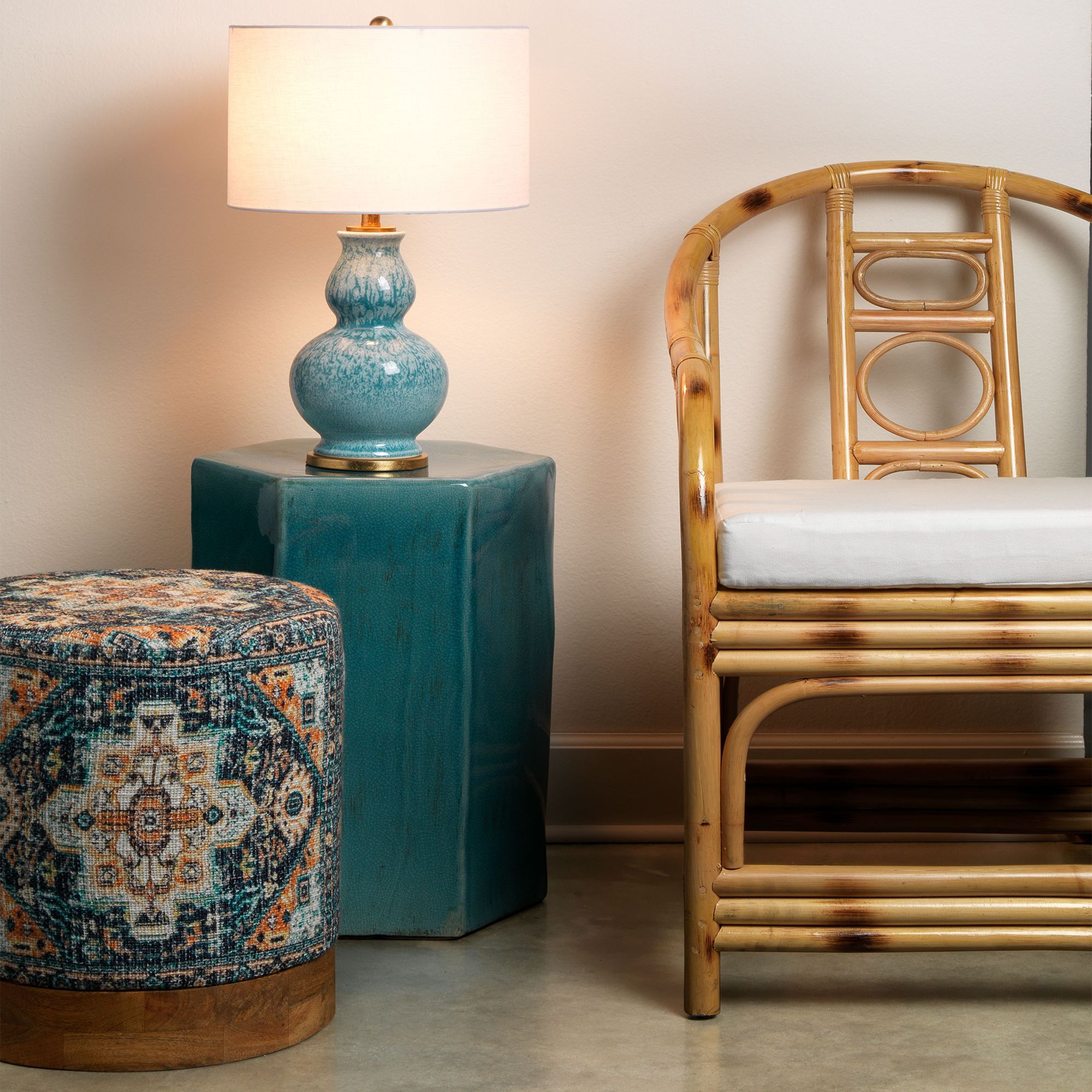 Image 7 Jamie Young Porto 15" Wide Azure Blue Ceramic Side Table more views