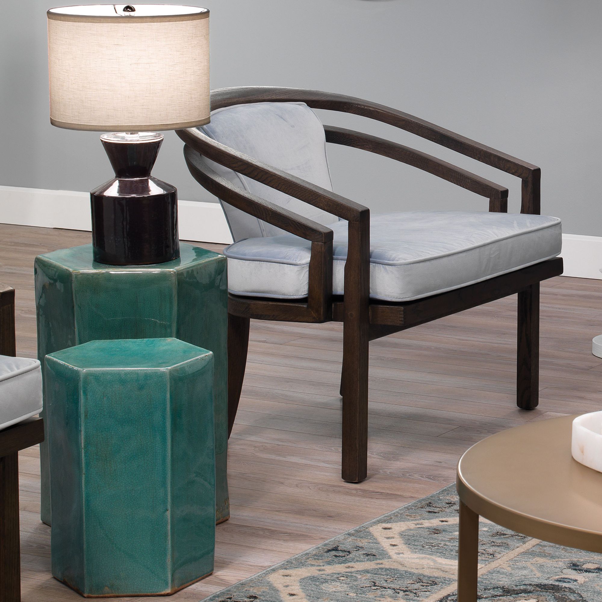 Jamie Young Porto 15" Wide Azure Blue Ceramic Side Table