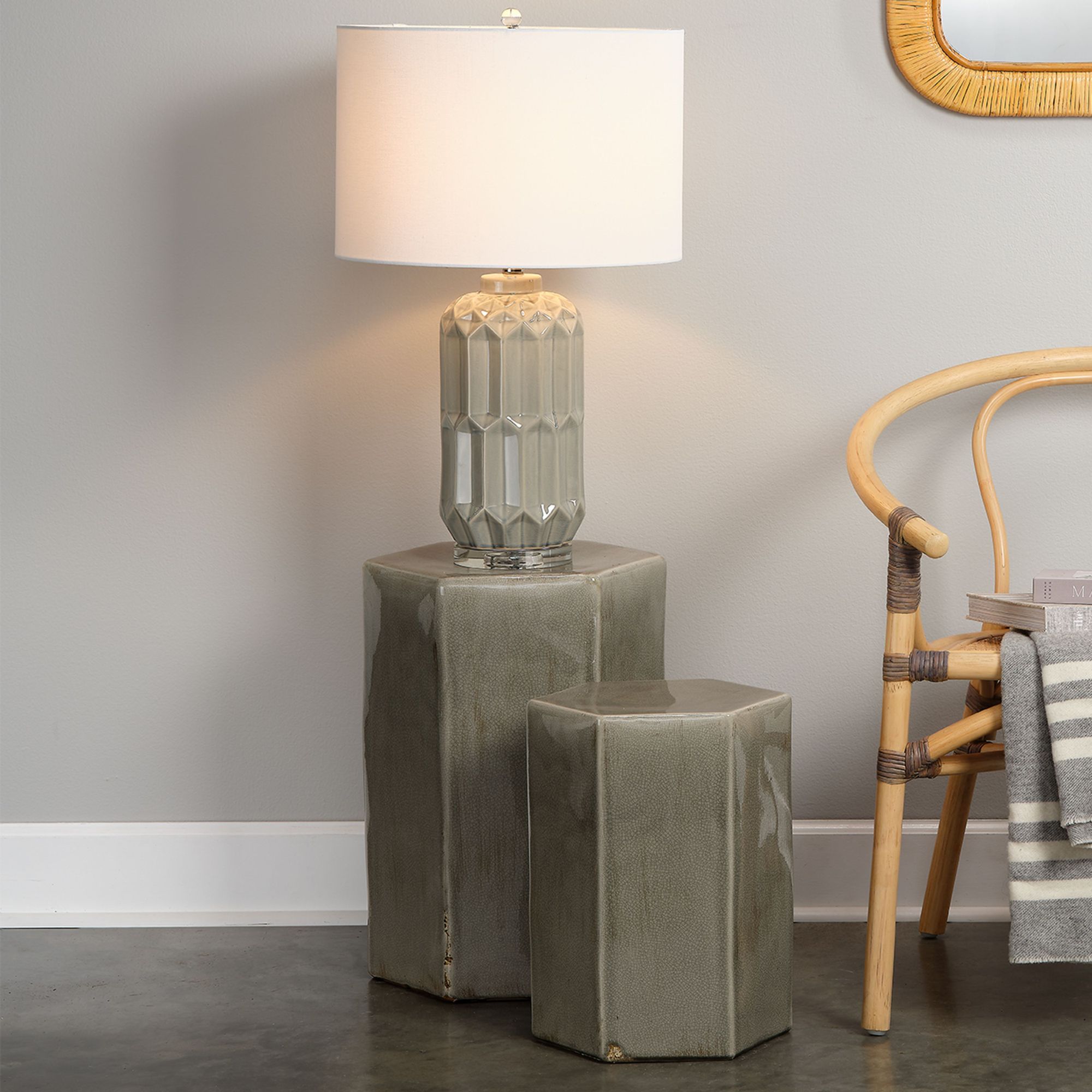 Image 3 Jamie Young Porto 15" Wide Dark Gray Ceramic Side Table more views