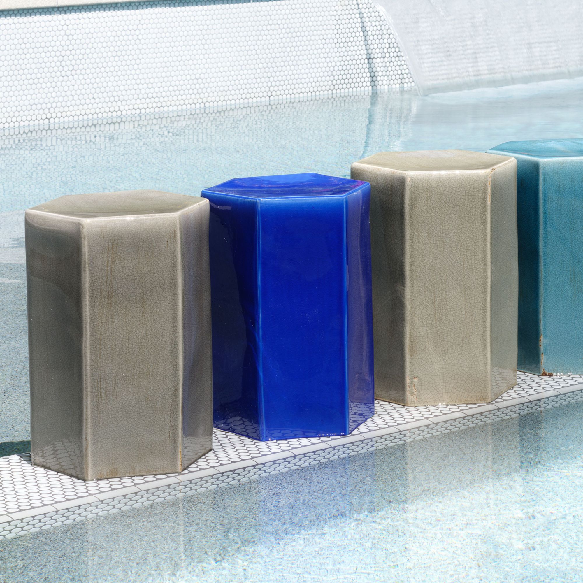 Image 7 Jamie Young Porto 15" Wide Pistachio Gray Ceramic Side Table more views