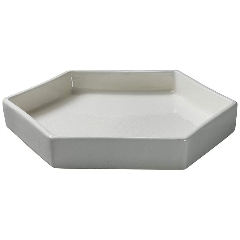 Image 1 Jamie Young Porto 15" Wide White Ceramic Hexagonal Tray