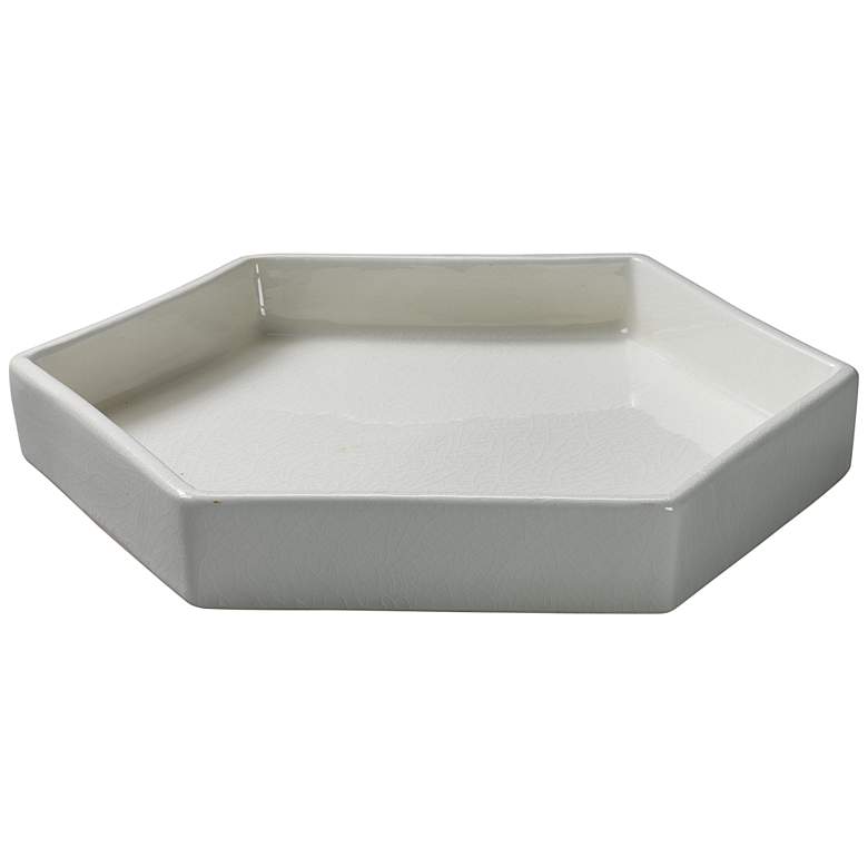 Image 1 Jamie Young Porto 15 inch Wide White Ceramic Hexagonal Tray