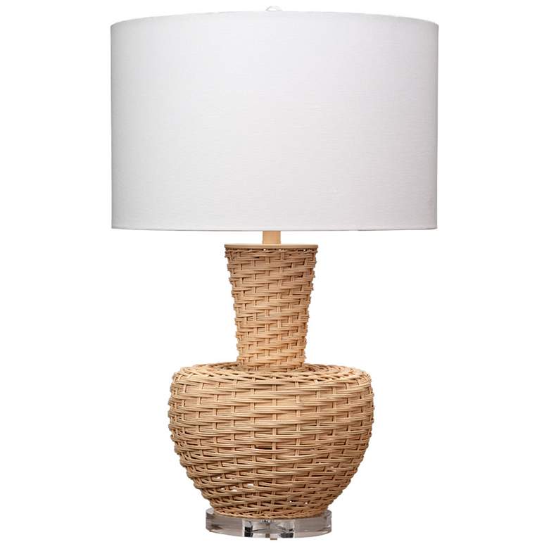 Image 2 Jamie Young Portobello Rattan Table Lamp with Linen Shade