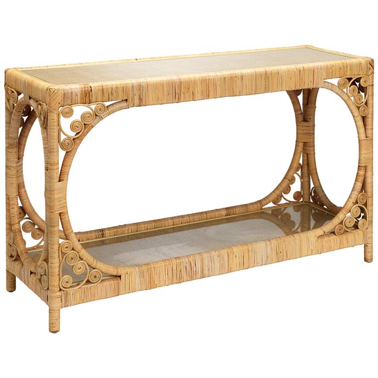 Image 1 Jamie Young Primrose 48 inch Wide Natural Rattan Console Table