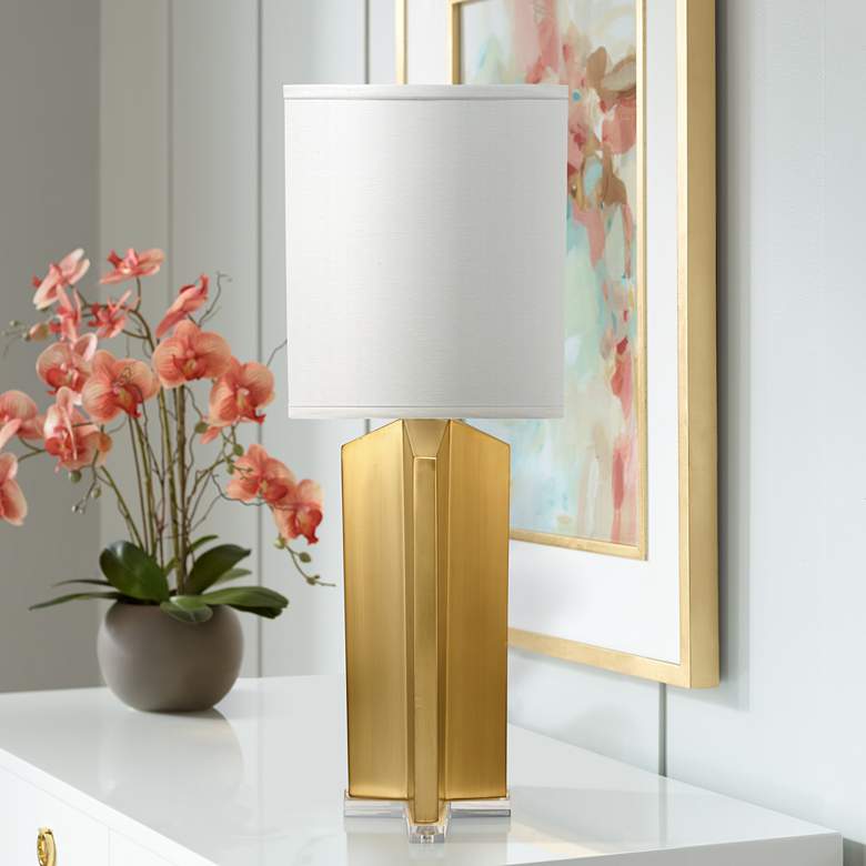 Image 1 Jamie Young Quadrant Brass X-Shaped Iron Table Lamp