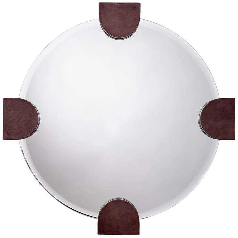 Image 1 Jamie Young Quadrant Leather 33.5" x 33.5" Round Wall Mirror