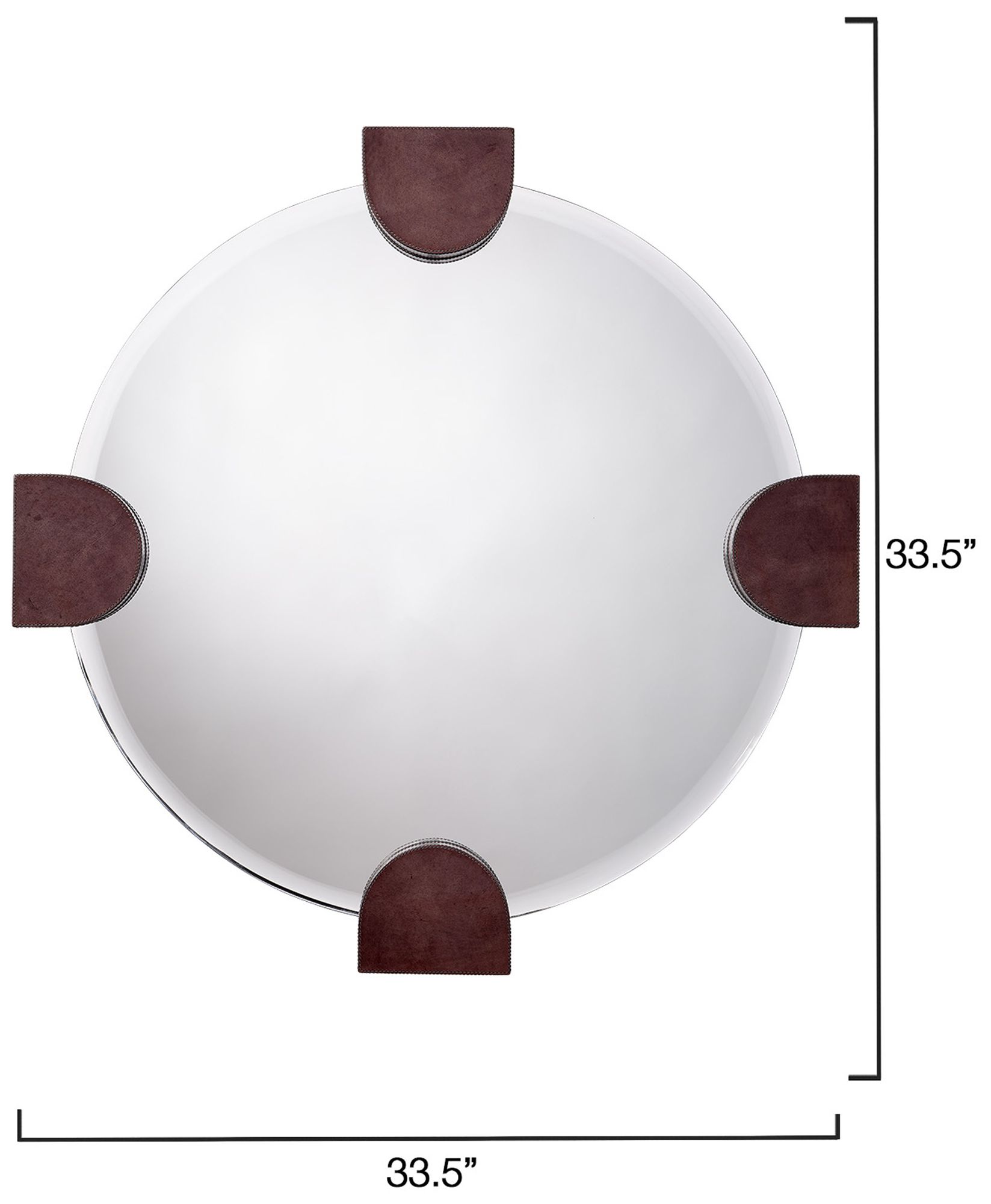 Image 3 Jamie Young Quadrant Leather 33.5" x 33.5" Round Wall Mirror more views