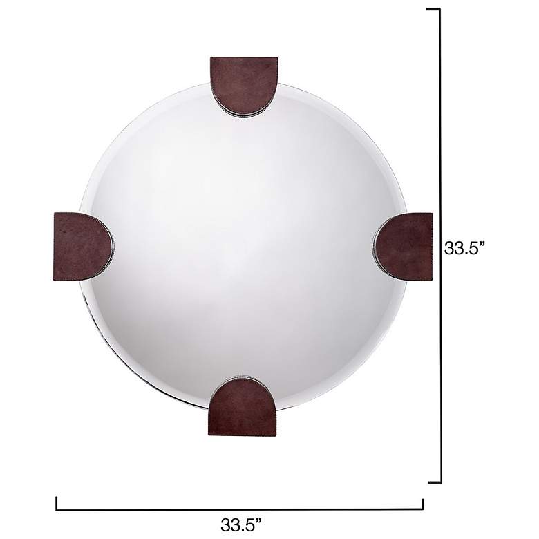 Image 3 Jamie Young Quadrant Leather 33.5" x 33.5" Round Wall Mirror more views
