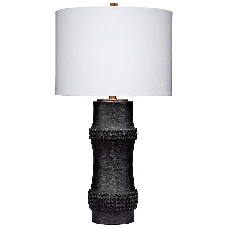 Image 1 Jamie Young Rail Polyresin Table Lamp with Linen Shade, Black