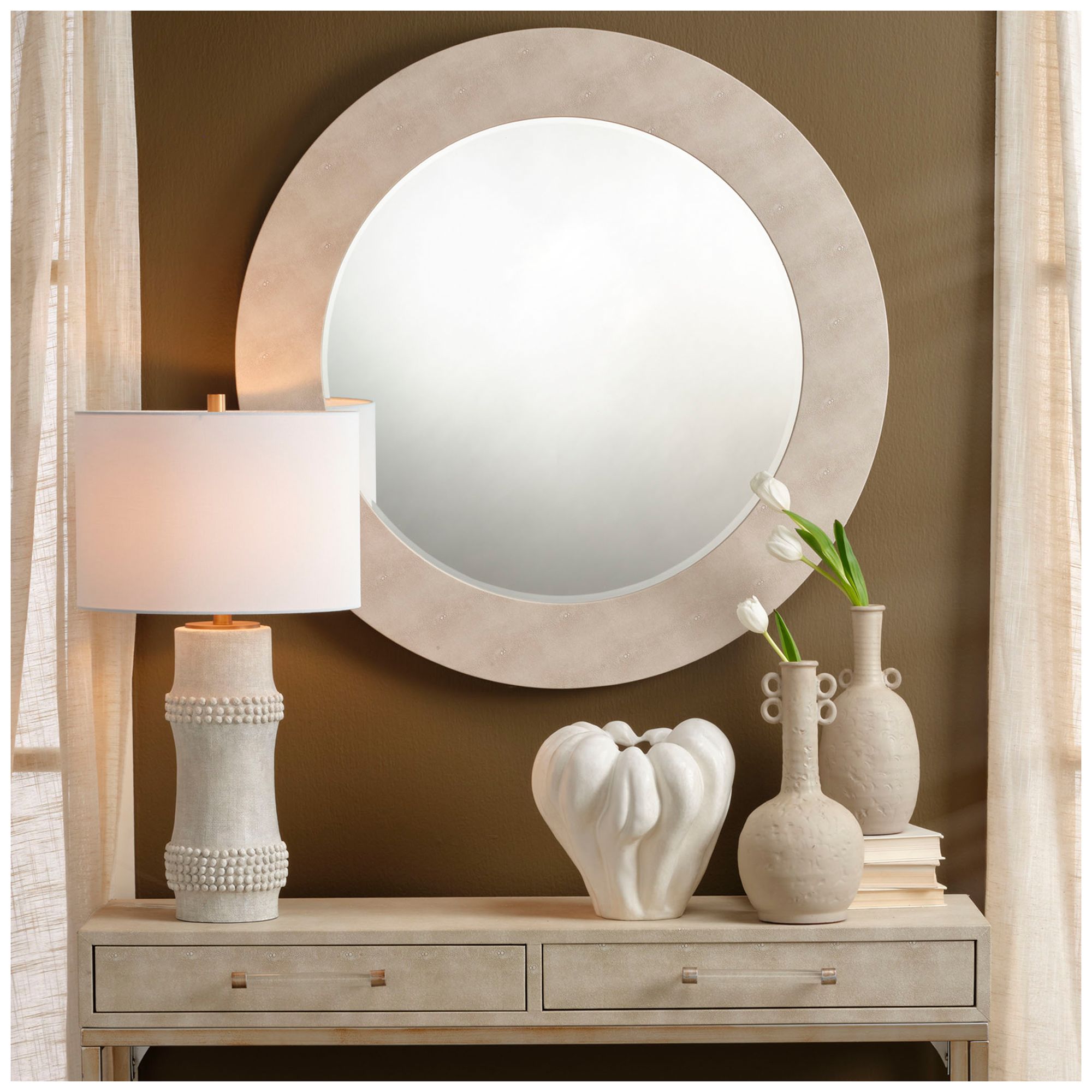 Image 2 Jamie Young Rail Polyresin Table Lamp with Linen Shade, White more views