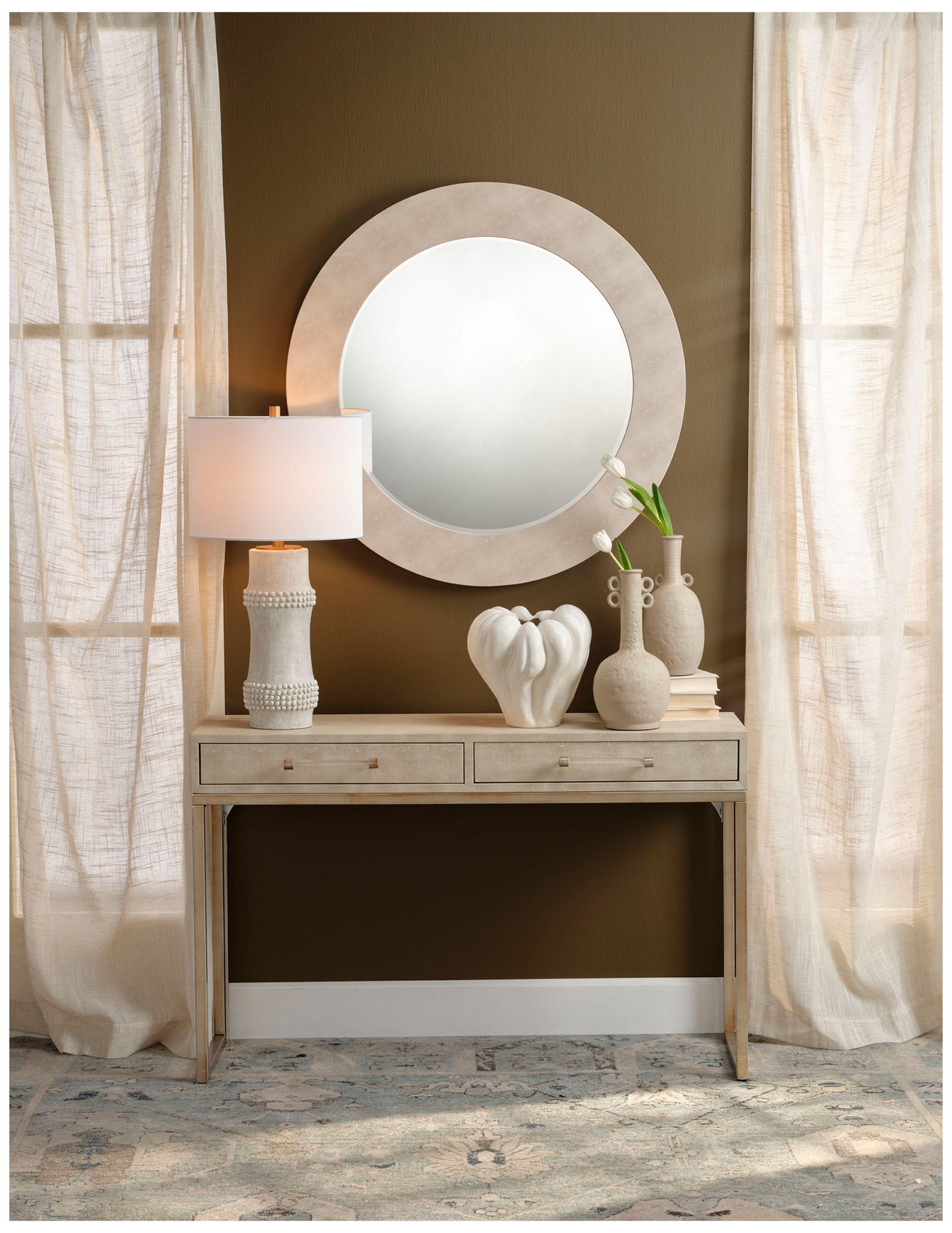 Image 5 Jamie Young Rail Polyresin Table Lamp with Linen Shade, White more views