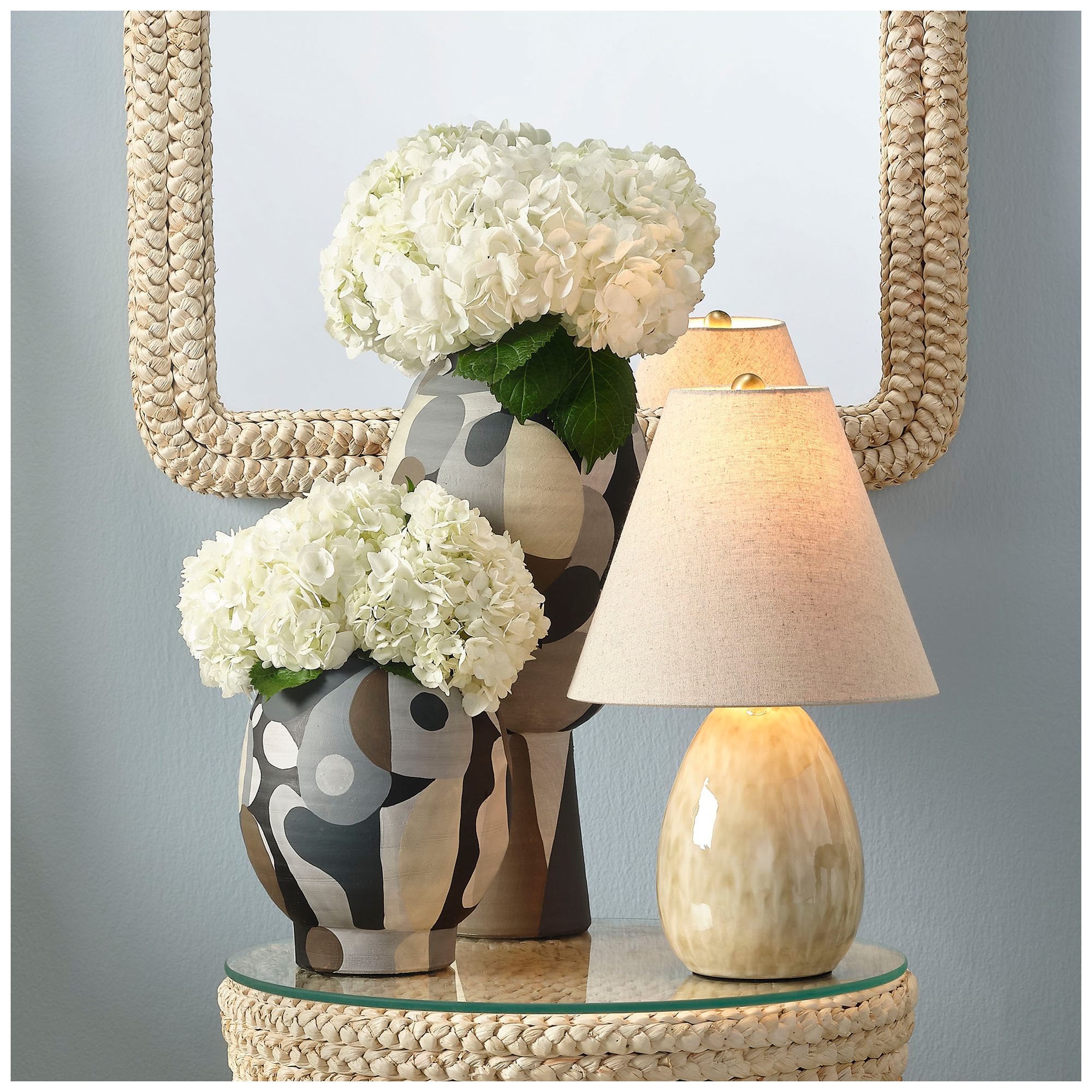 Image 2 Jamie Young Raindrop Ceramic Table Lamp with Linen Shade, Off White more views