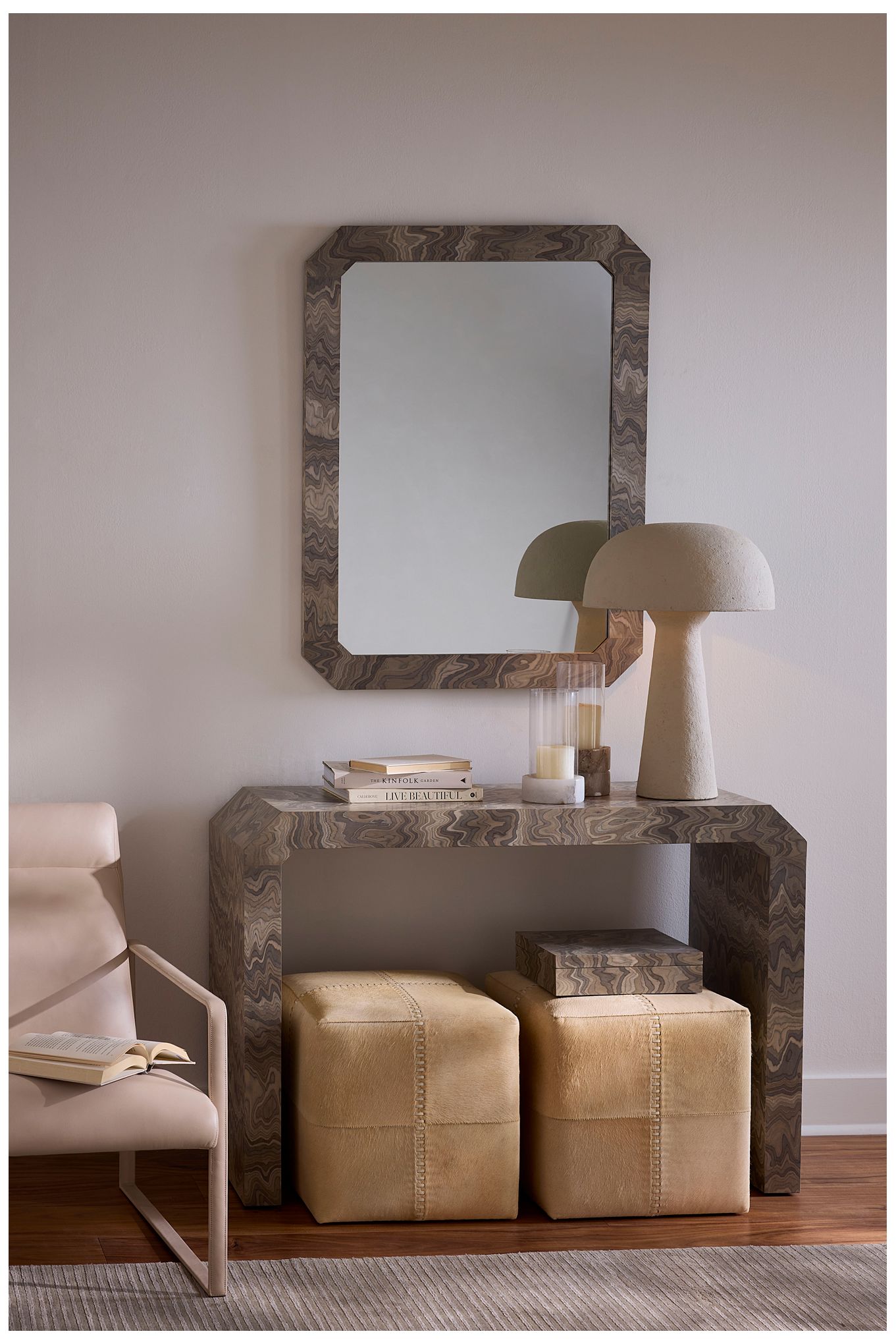 Image 6 Jamie Young Ravine Wood Wall Mirror 40" in Gray more views