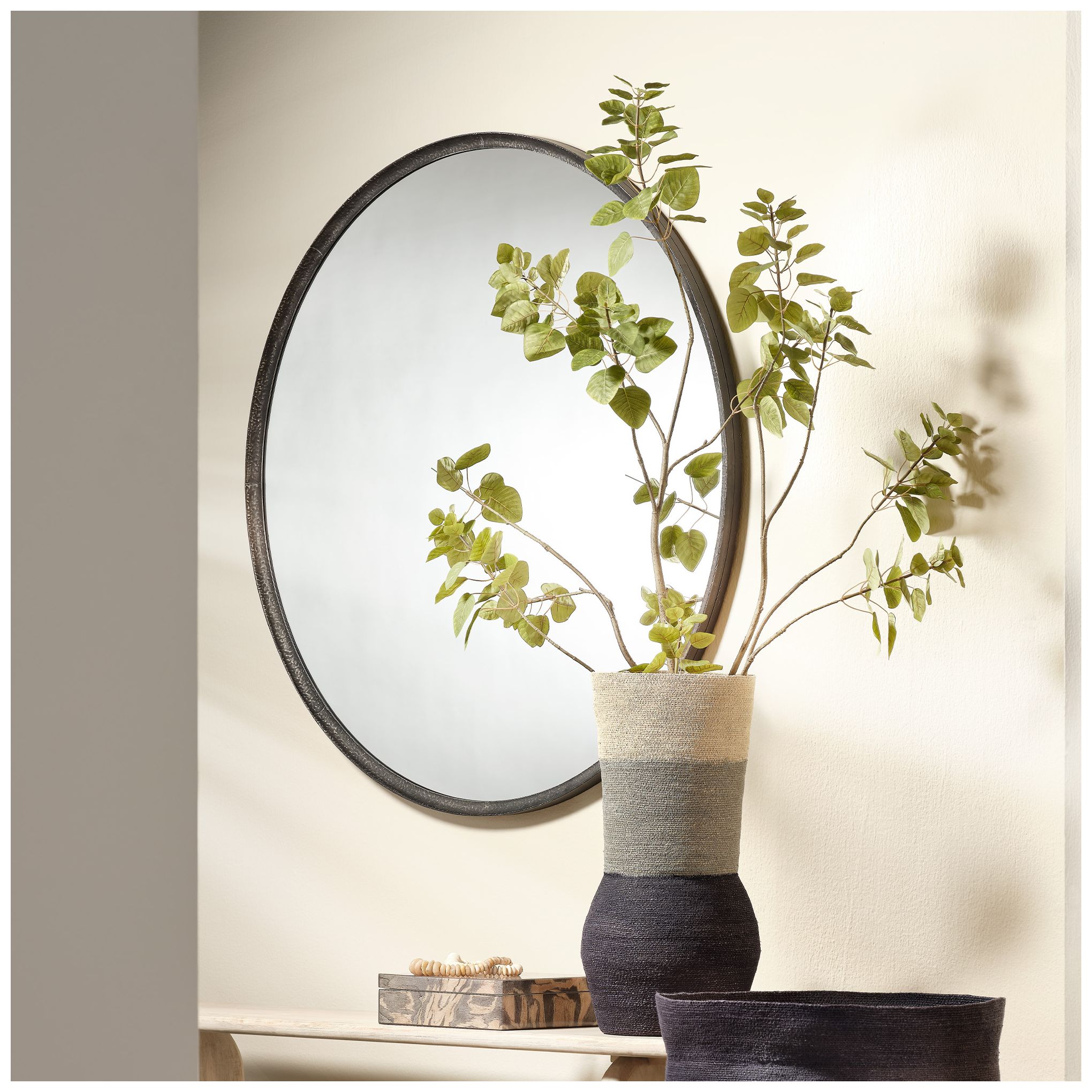Image 2 Jamie Young Refined Iron Round Extra Large Wall Mirror 60" in Black more views