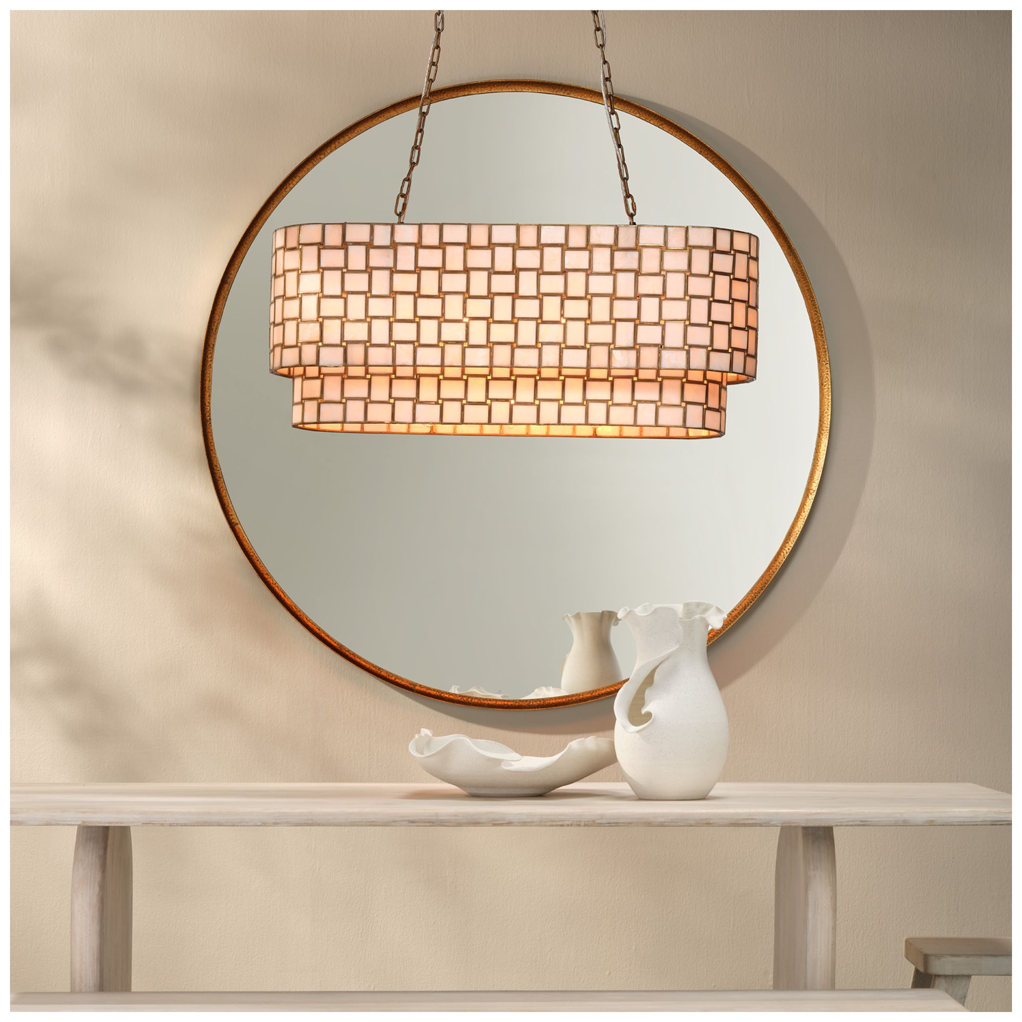 Image 2 Jamie Young Refined Iron Round Extra Large Wall Mirror 60" in Gold more views