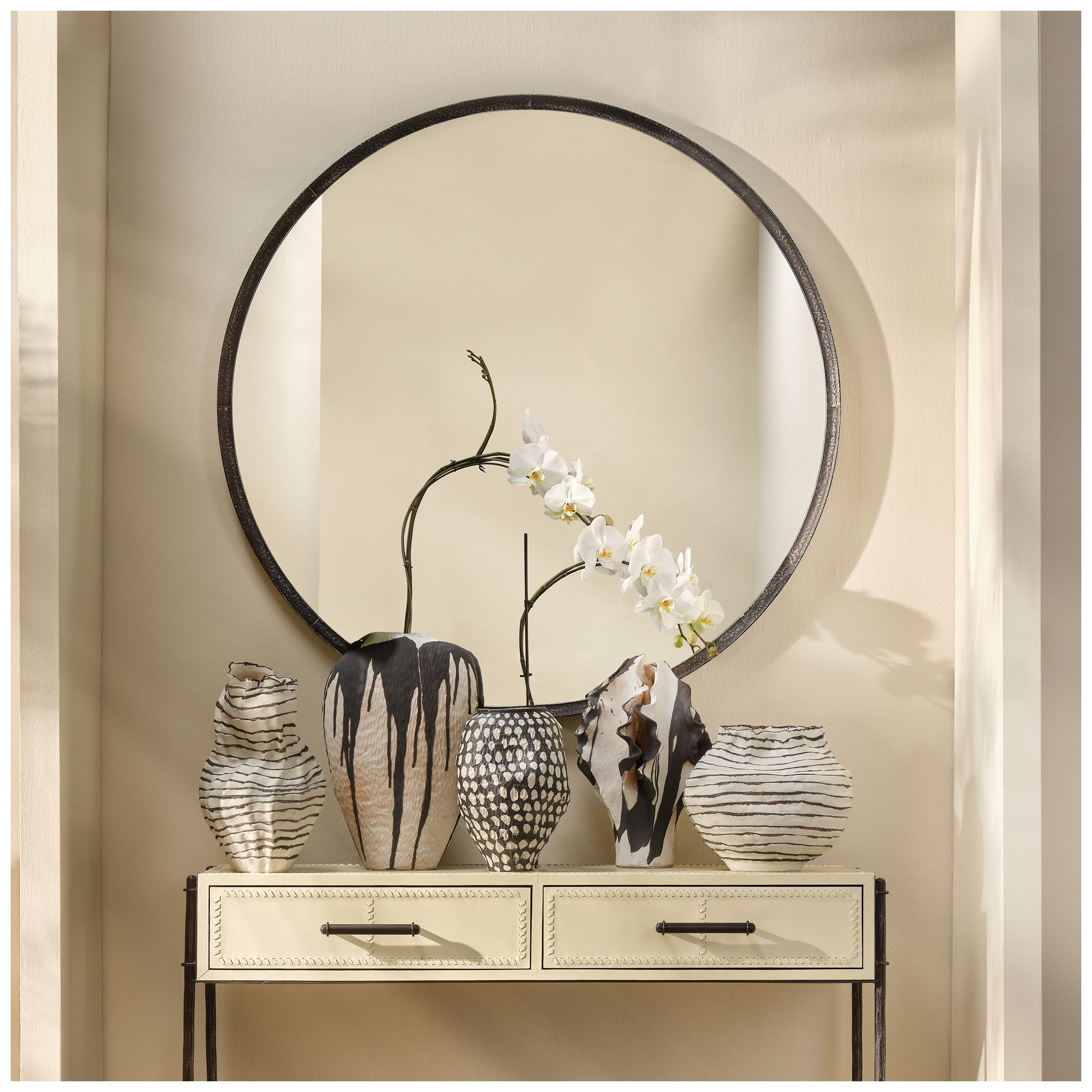 Image 2 Jamie Young Refined Iron Round Large Wall Mirror 48" in Black more views