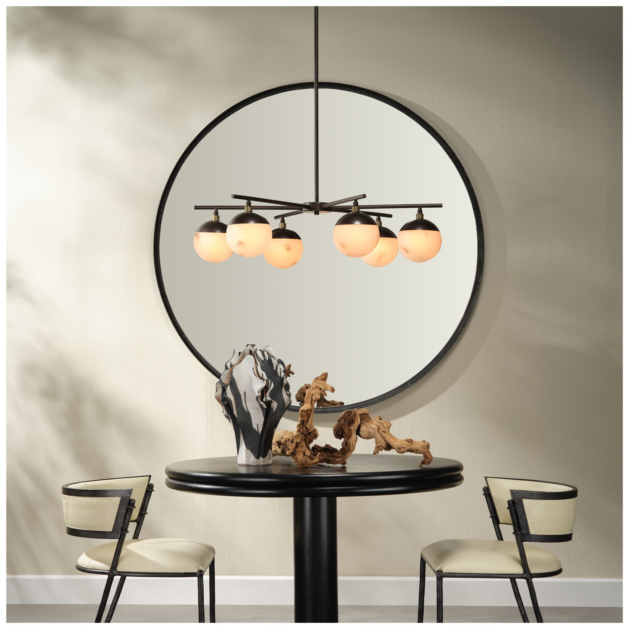 Image 6 Jamie Young Refined Iron Round Large Wall Mirror 48" in Black more views