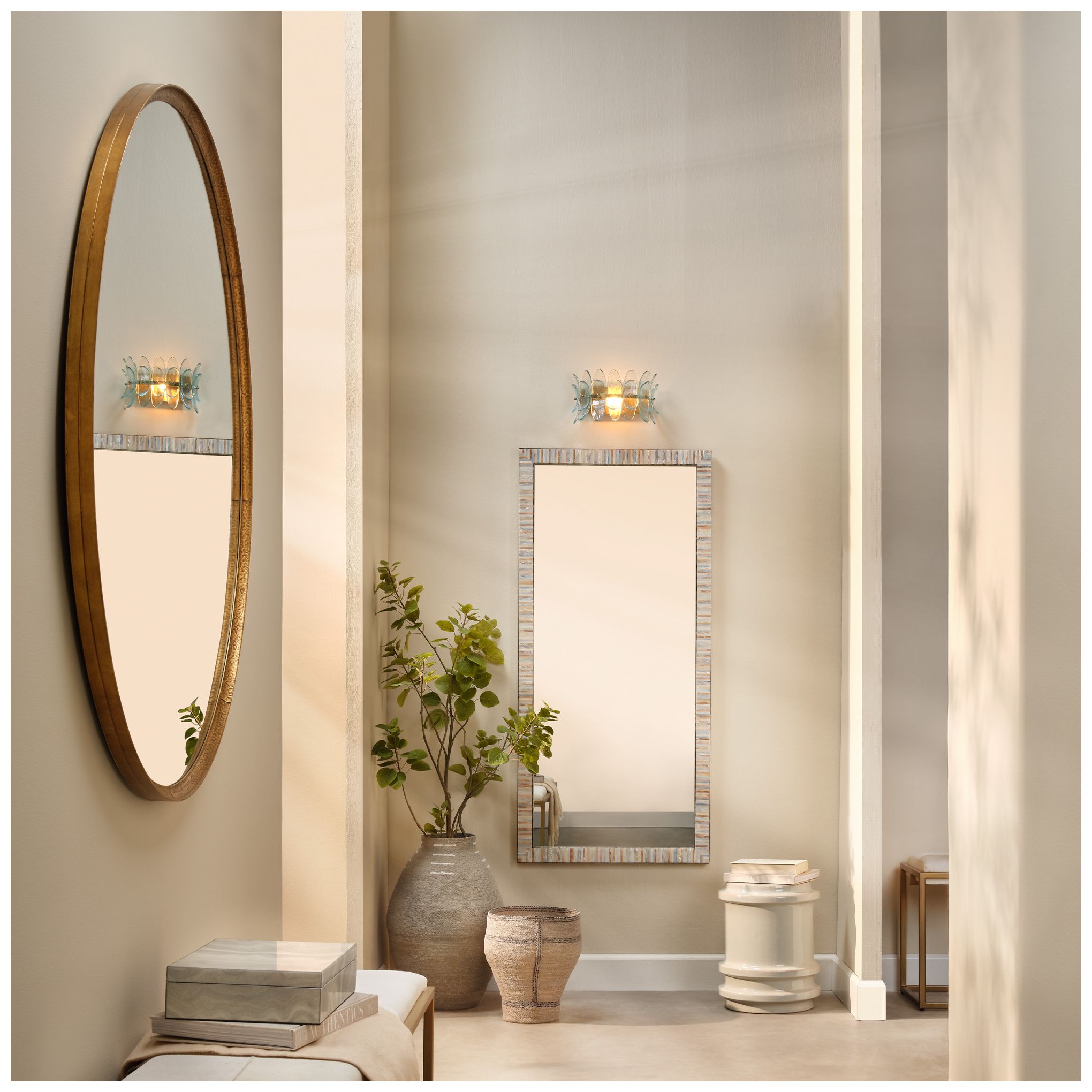 Image 2 Jamie Young Refined Iron Round Large Wall Mirror 48" in Gold more views