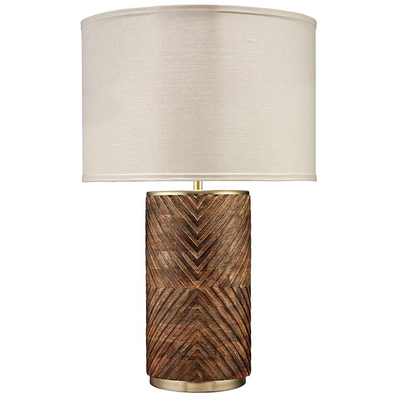 Image 1 Jamie Young Refinery Carved Wood and Matte Brass Table Lamp