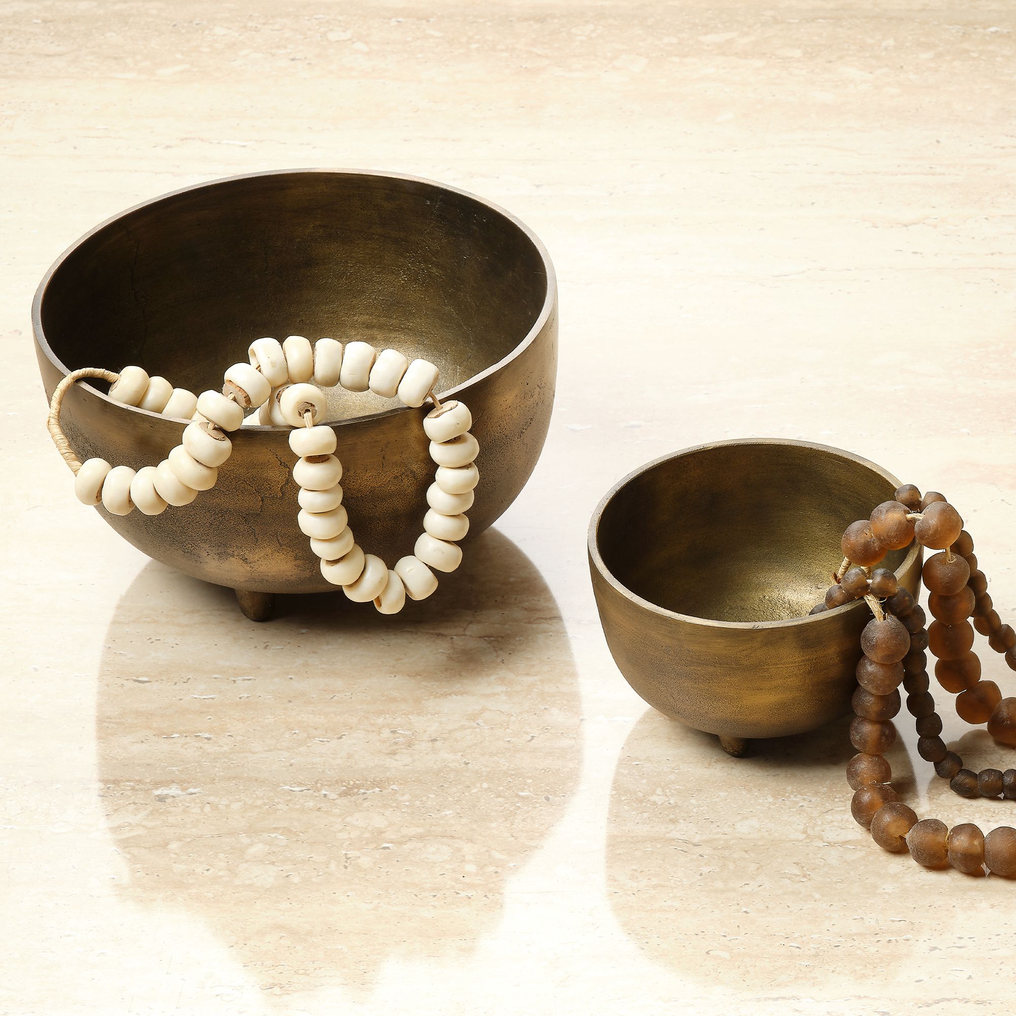 Image 3 Jamie Young Relic Bowl 4" High Brass Finish Small Footed Bowl more views