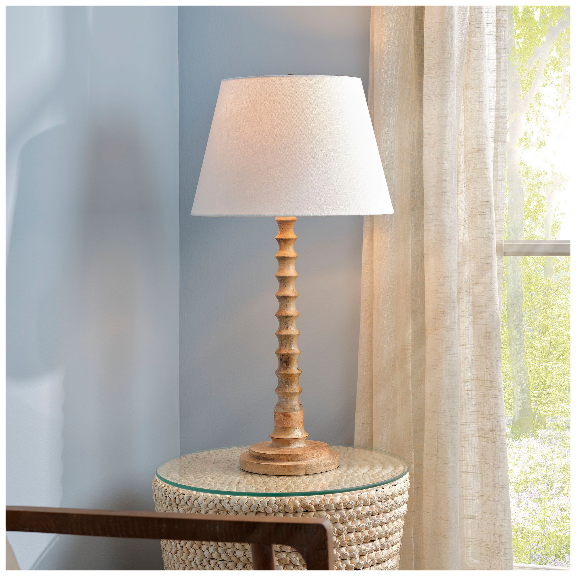 Image 2 Jamie Young Revolution Wood Table Lamp with Linen Shade, Natural more views