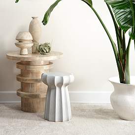 Image5 of Jamie Young Revolve 24" Wide White-Washed Side Table more views