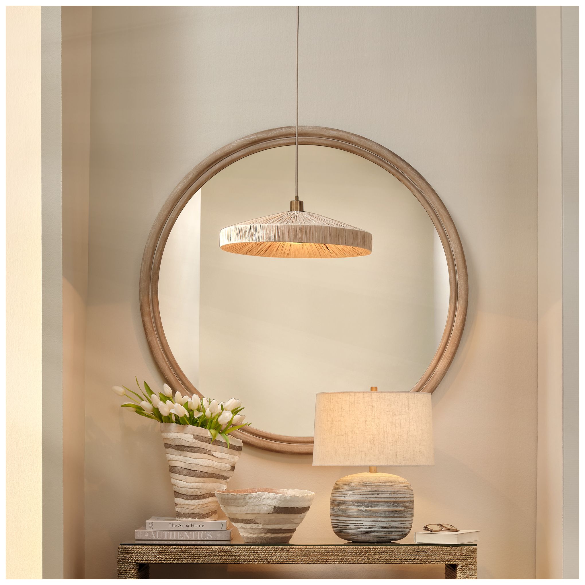 Image 6 Jamie Young Riley Wood Round Wall Mirror 48" in Natural more views