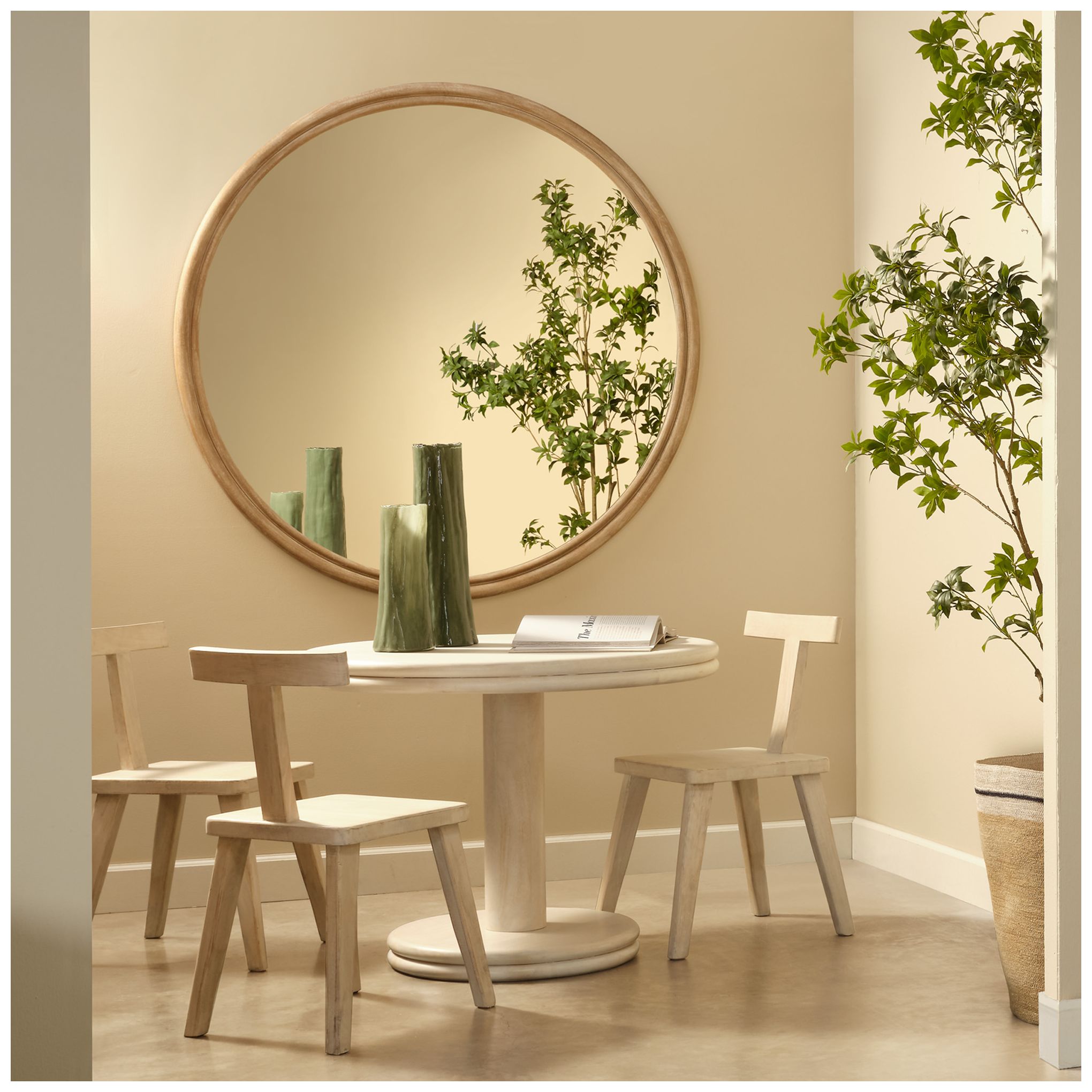 Image 2 Jamie Young Riley Wood Round Wall Mirror 60" in Natural more views