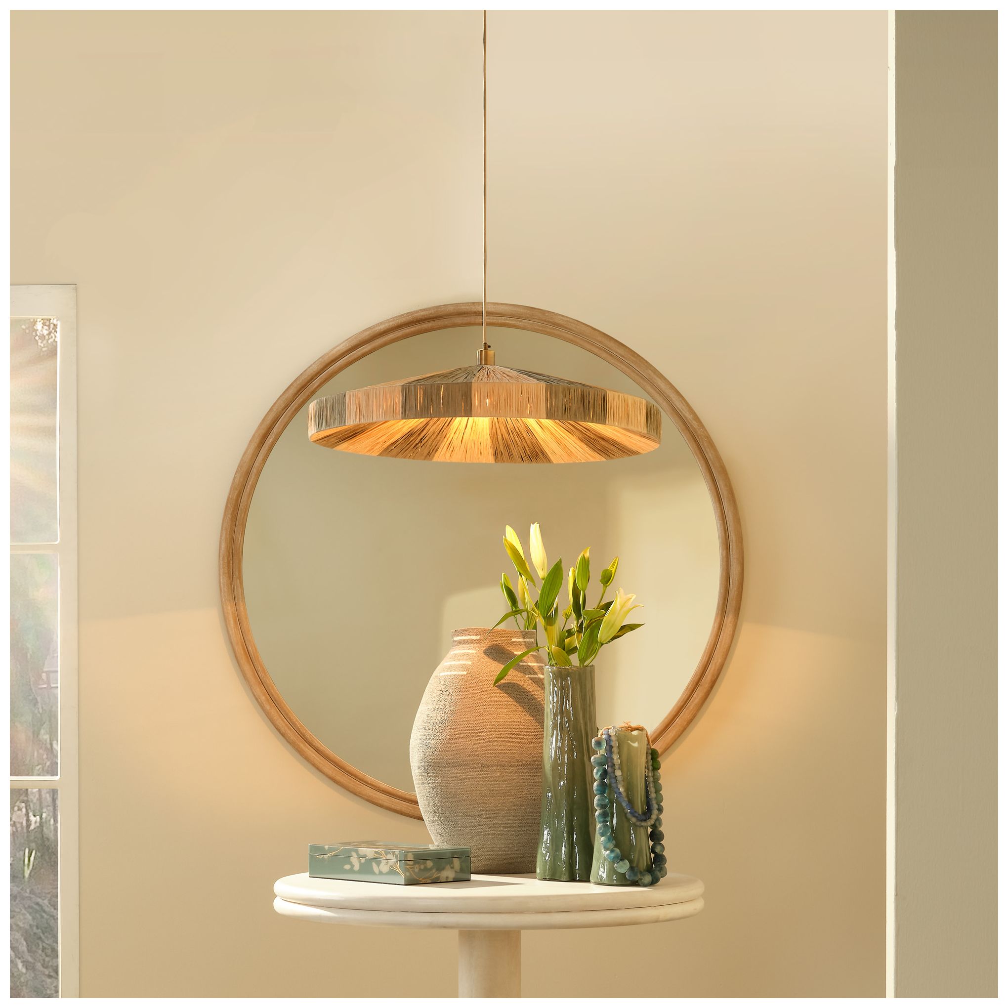 Image 6 Jamie Young Riley Wood Round Wall Mirror 60" in Natural more views