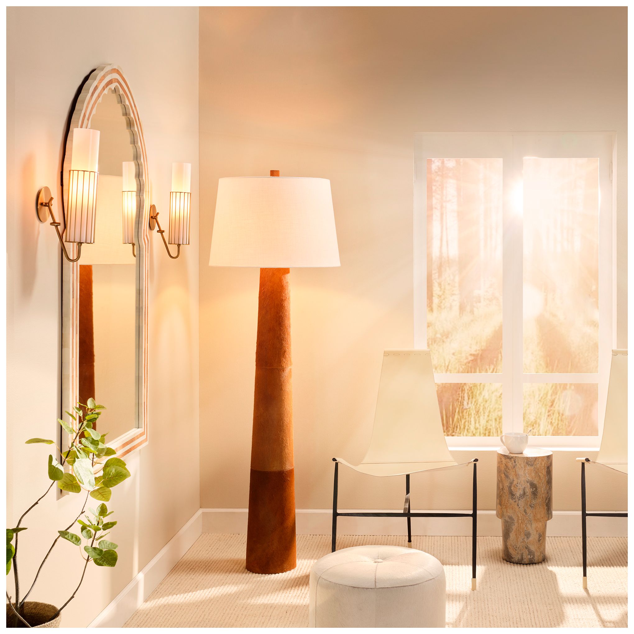 Image 2 Jamie Young Robertson Hide Floor Lamp 73.25" in Brown more views