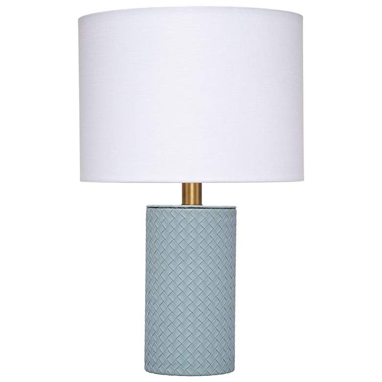 Image 1 Jamie Young Roman Leather Table Lamp with Linen Shade, Blue