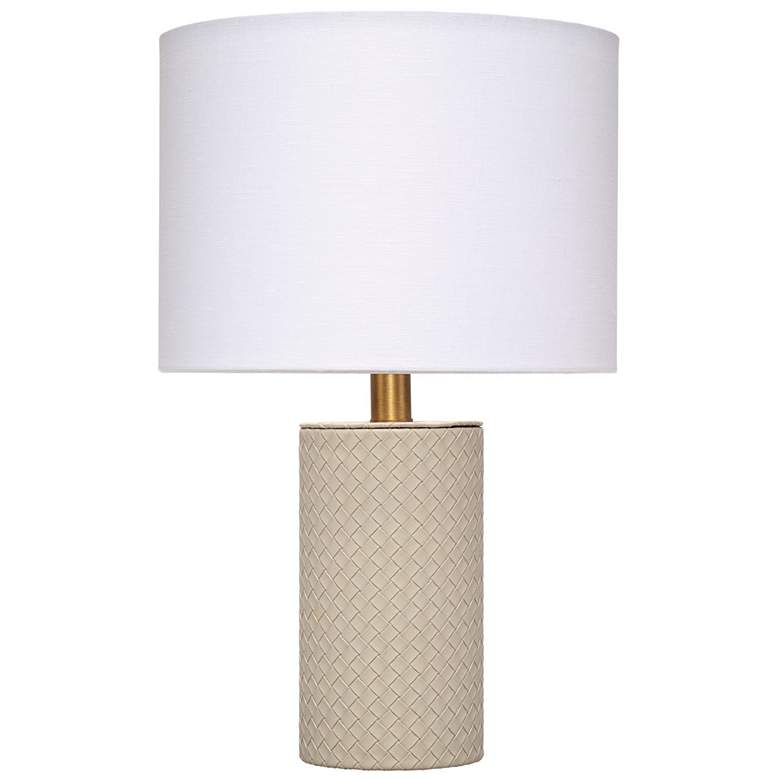 Image 1 Jamie Young Roman Leather Table Lamp with Linen Shade, Gray