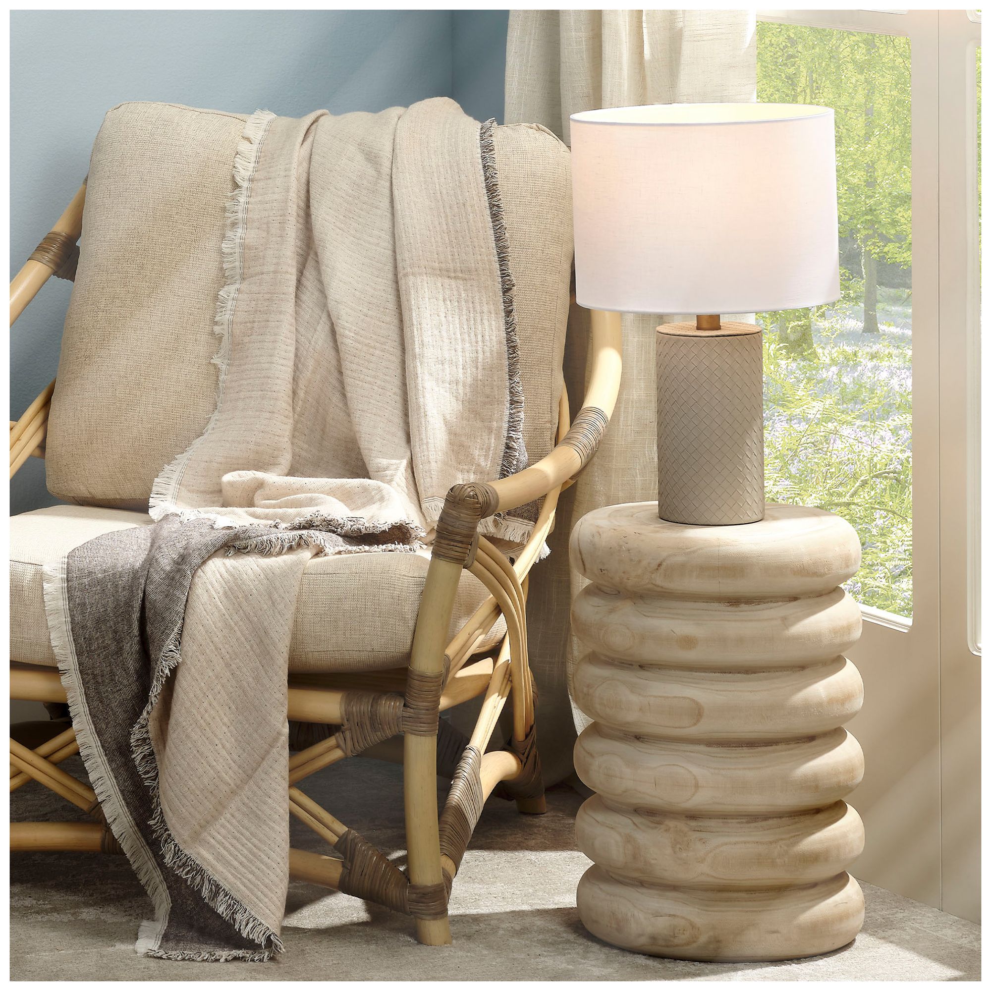 Image 2 Jamie Young Roman Leather Table Lamp with Linen Shade, Gray more views