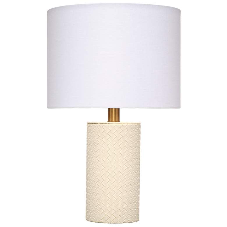 Image 1 Jamie Young Roman Leather Table Lamp with Linen Shade, White