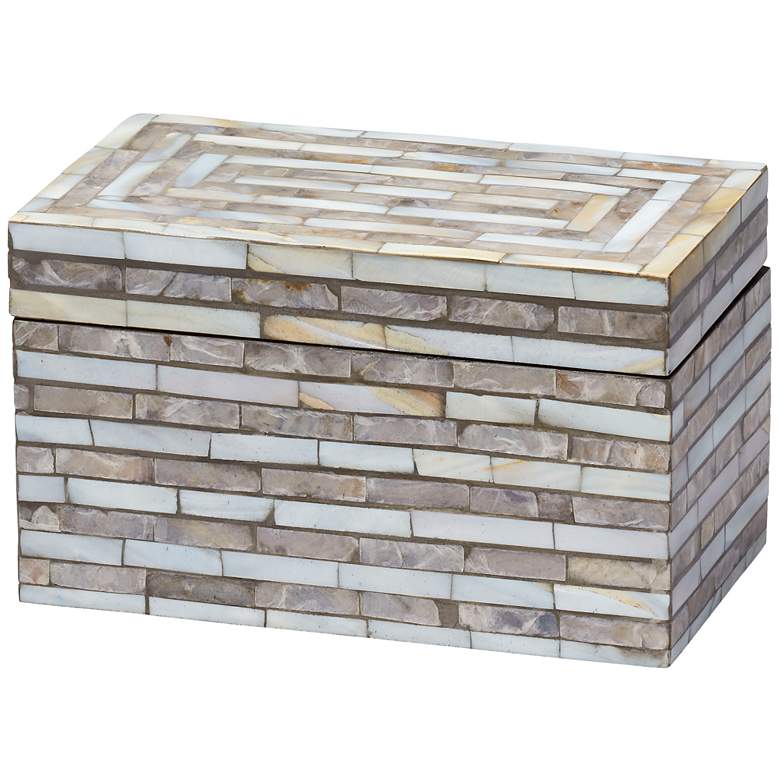 Image 1 Jamie Young Roosevelt Grey Mother of Pearl Textured Decorative Small Box