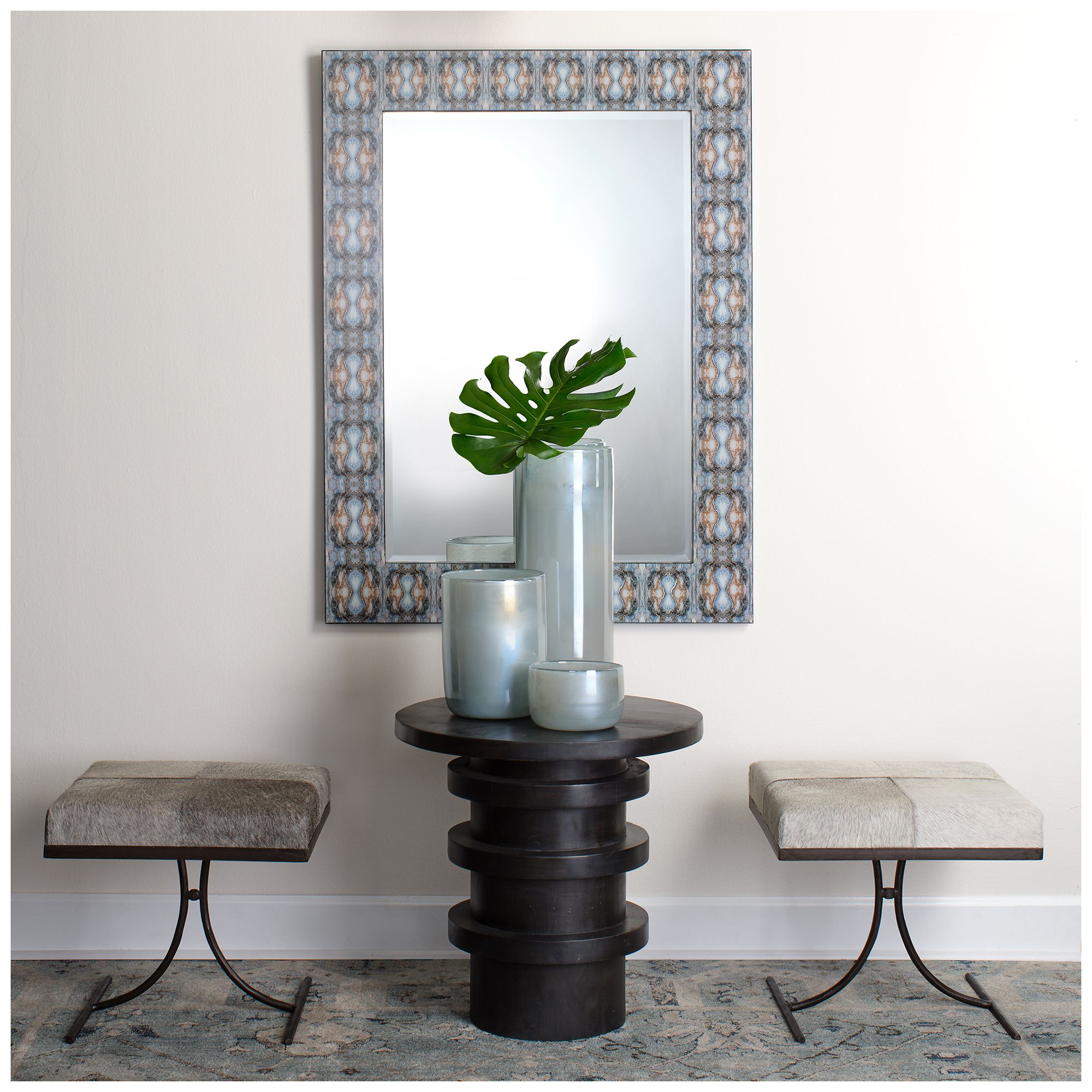 Image 2 Jamie Young Rorschach 48" x 36" Rectangle Wall Mirror in Indigo Blue more views