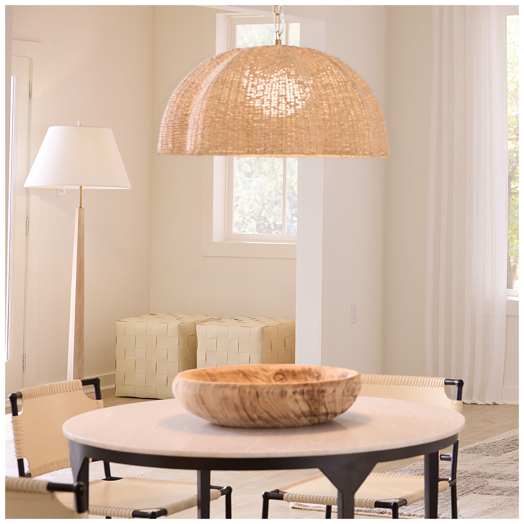 Image 2 Jamie Young Rosemary 1-Light Natural Palm Leaf Pendant 134" in Small more views