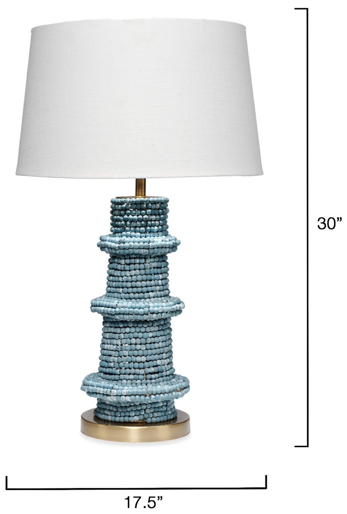 Image 5 Jamie Young Rowan Wood Beaded Table Lamp with Linen Shade 30" in Blue more views