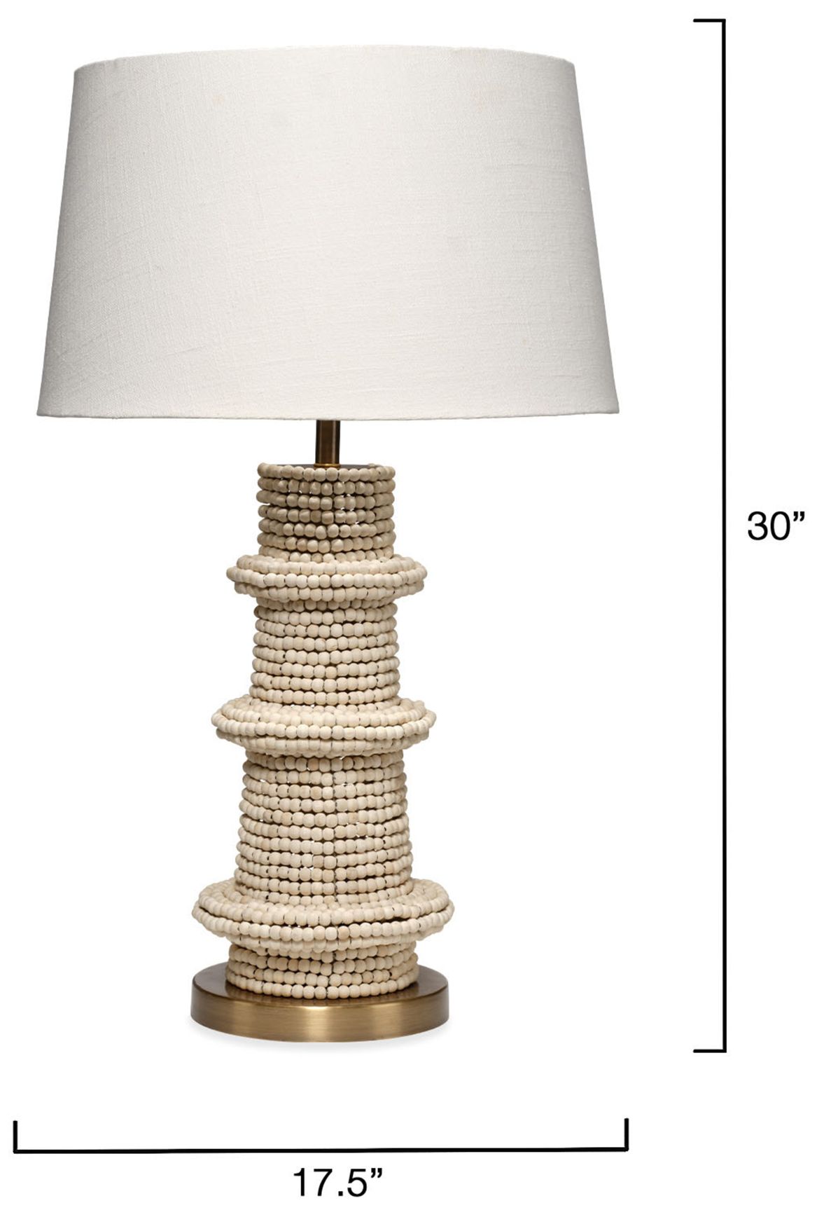 Image 5 Jamie Young Rowan Wood Beaded Table Lamp with Linen Shade 30" in Cream more views