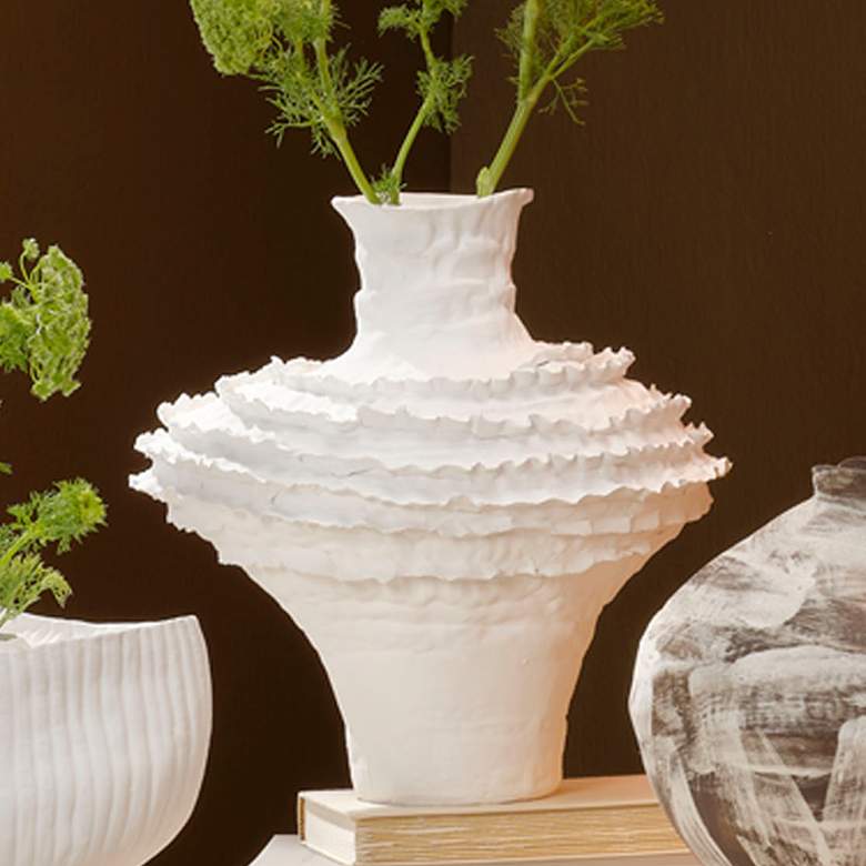 Image 1 Jamie Young Ruffle Ceramic 14.5" High Decorative Vase