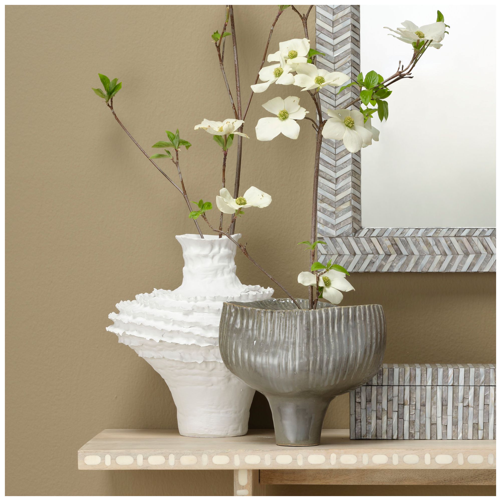 Image 5 Jamie Young Ruffle Ceramic 14.5" High Decorative Vase more views