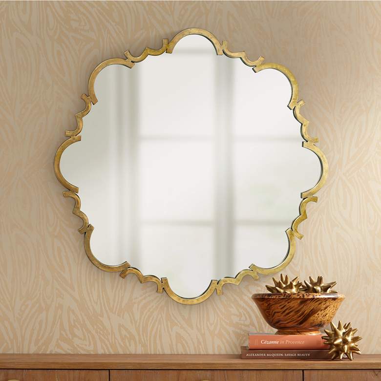 Image 1 Jamie Young Saint Albans Aged Gold 38 inch Round Wall Mirror