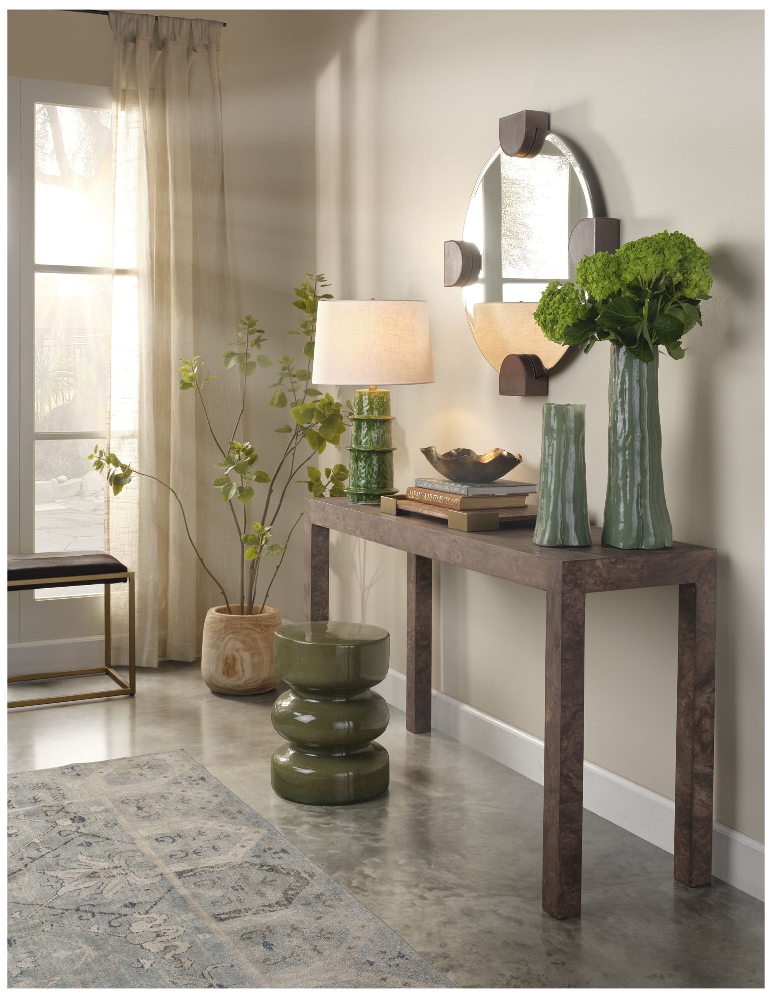 Image 5 Jamie Young Saturn Ceramic Table Lamp with Linen Shade 27" more views