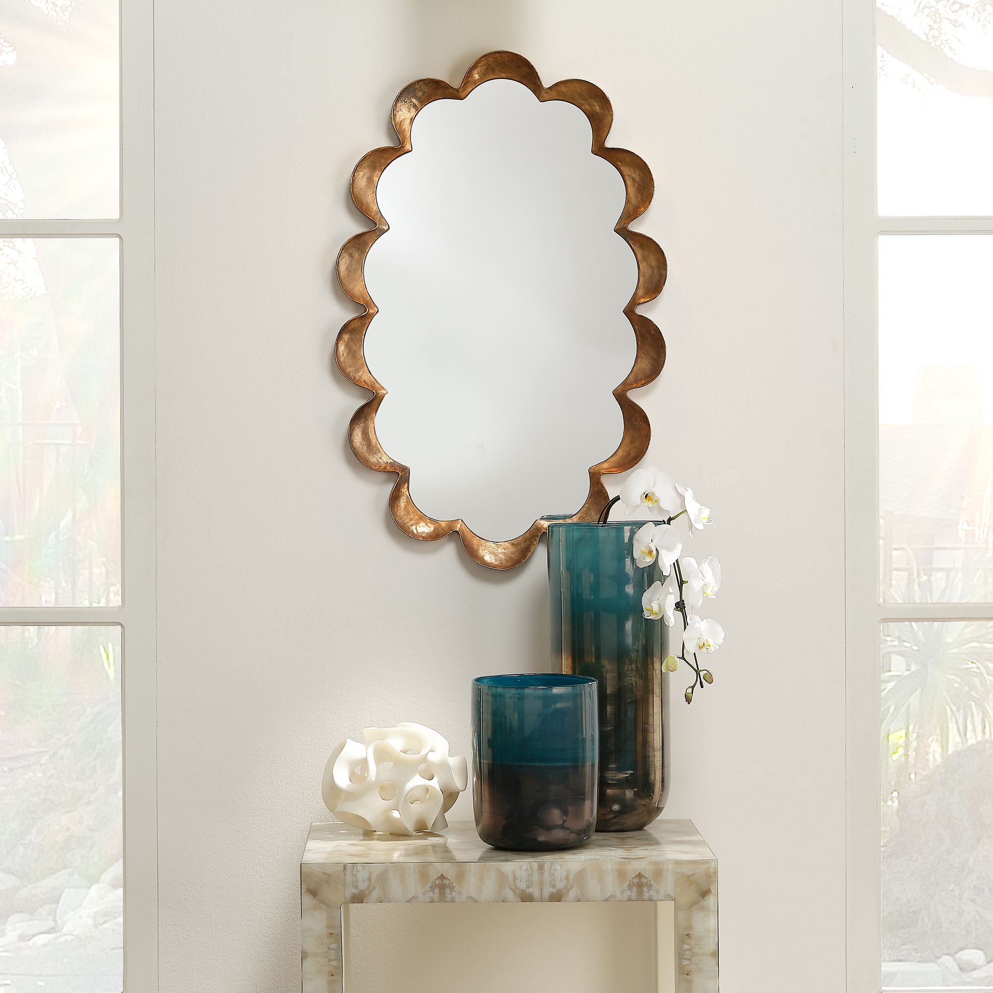 Image 3 Jamie Young Scallop Antique Brass 36" x 23" Wall Mirror more views