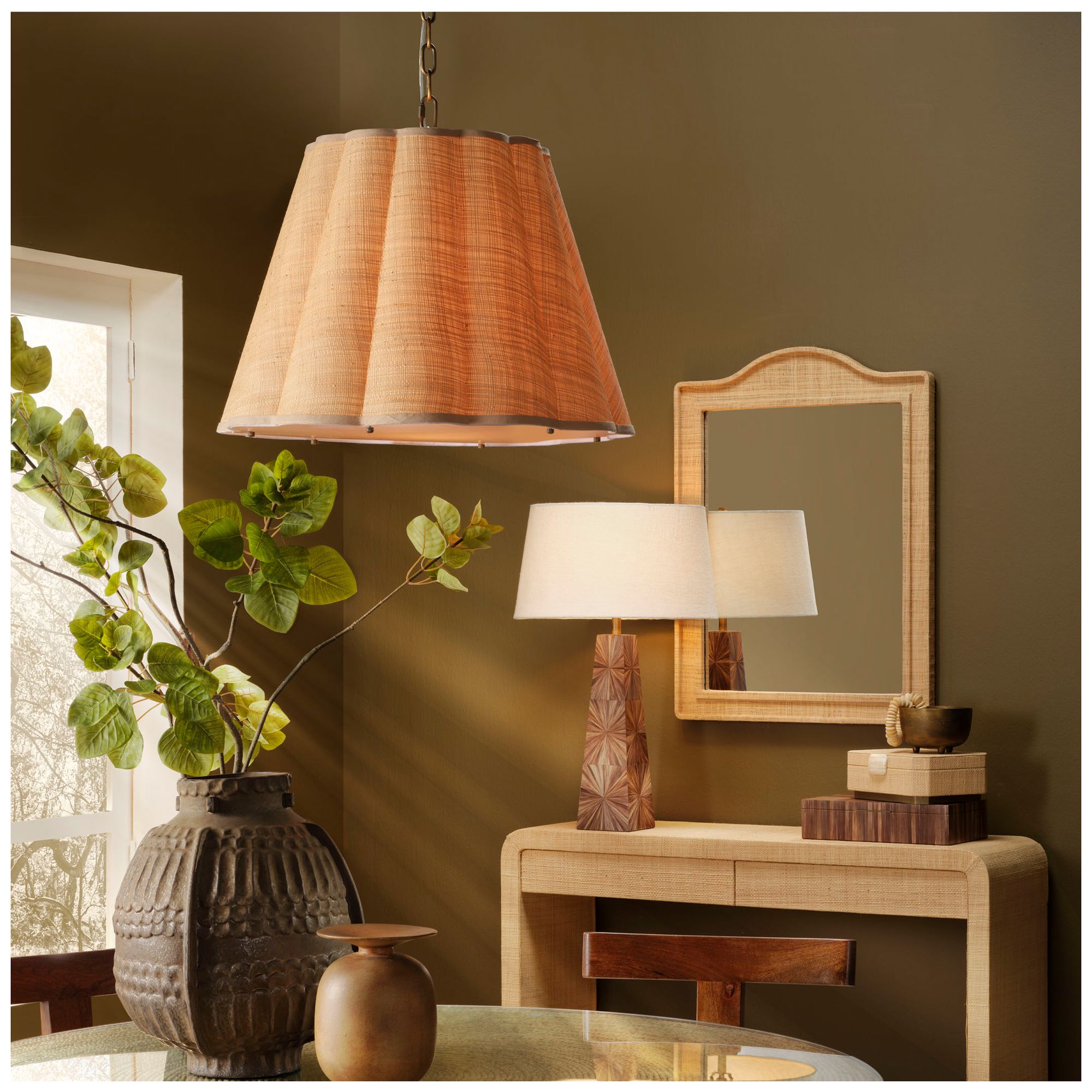 Image 2 Jamie Young Scalloped 1-Light Raffia Pendant more views