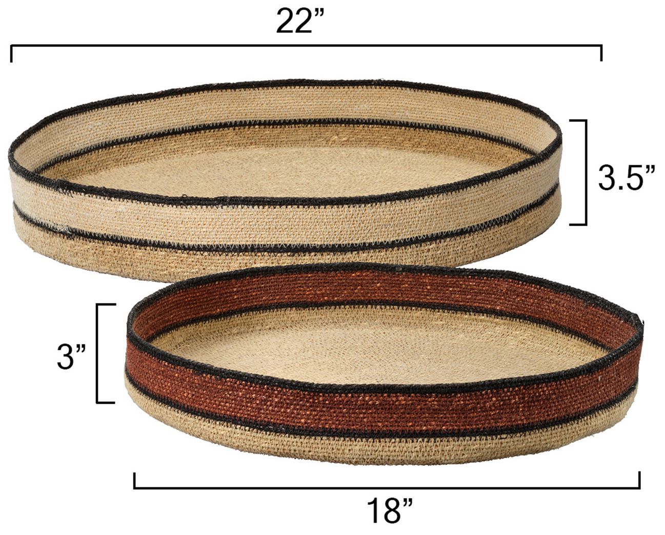 Image 4 Jamie Young Scarab Seagrass Trays (Set of 2) 3.5" in Natural more views