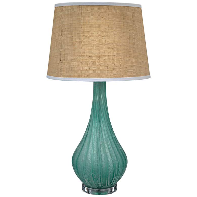 Image 1 Jamie Young Scavo Frosted Aqua Blue Glass Table Lamp