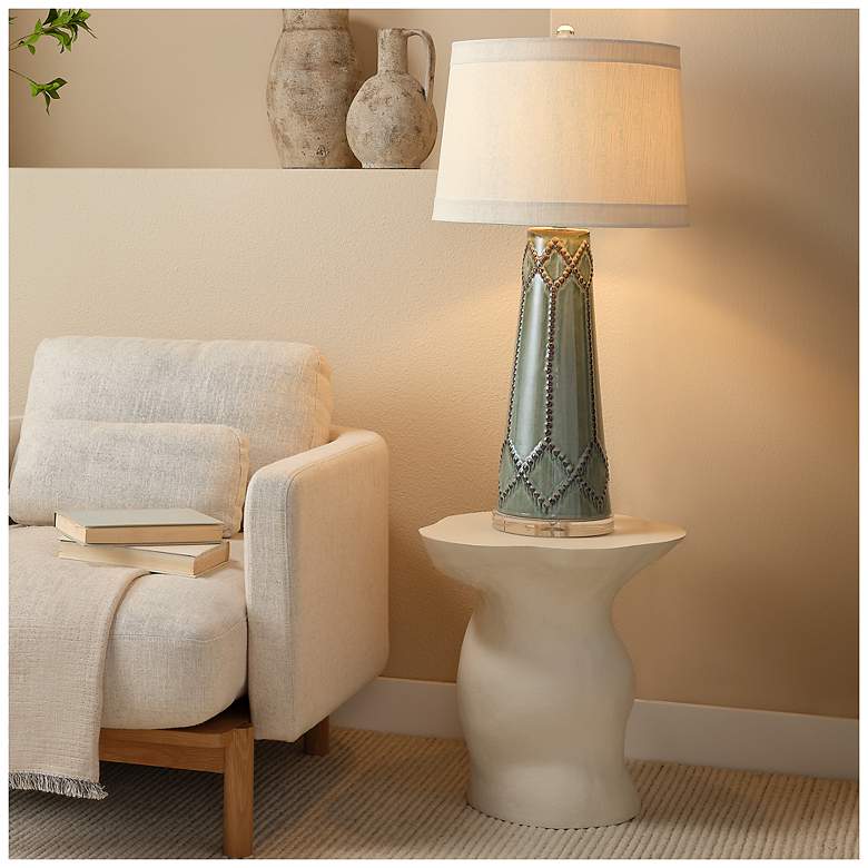 Image 2 Jamie Young Sculpt Fiber Glass Indoor/Outdoor Cream Side Table more views