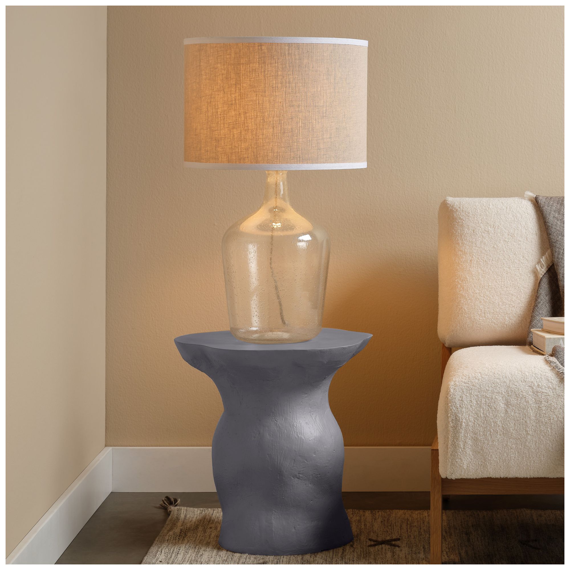 Image 2 Jamie Young Sculpt Fiber Glass Indoor/Outdoor Steel Grey Side Table more views